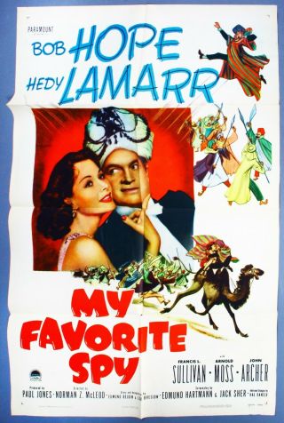 Movie Poster One Sheet Folded - My Favorite Spy Bob Hope Hedy Lamarr - 1951 Mpxy