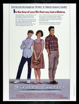 Sixteen 16 Candles ✯no Reserve Cinemasterpieces 30x40 Movie Poster 1984