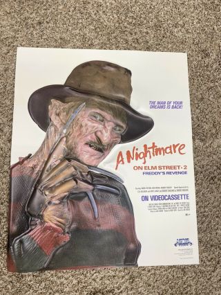 Orig 1985 A Nightmare On Elm Street 2 Freddy’s Revenge Rare Plastic Raised Up Po