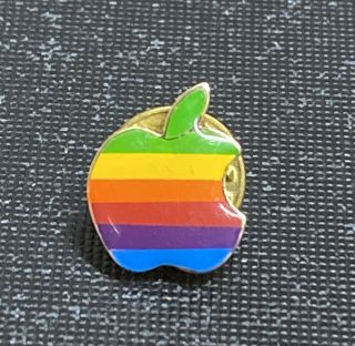 Vintage Apple Computer Apple Logo Lapel Pin 1980’s Rainbow Tie Tack