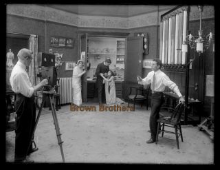 1910 Early Vitagraph Studio Movie Being Filmed Glass Photo Camera Negative 1 2