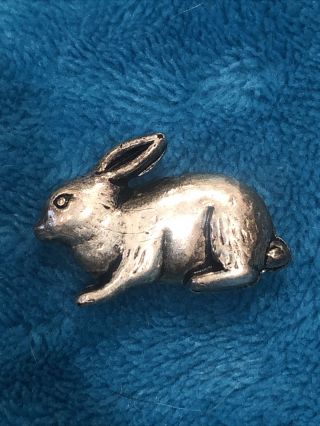 Vintage Puffy Bunny Rabbit Sterling Silver 2 - 3 Grams Charm Bead Pendant