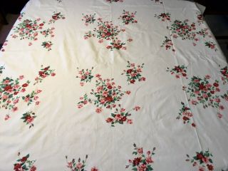 Vintage Wilendure Tablecloth Small Pink And Red Roses 54”x69”.