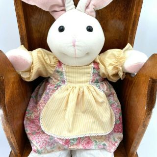 Vtg Handmade Easter Bunny Rabbit Dolls Folk Art Plush Wire Ears French Country