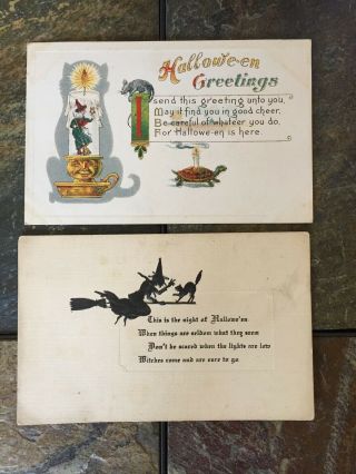 2 Vintage Halloween Embossed Postcards