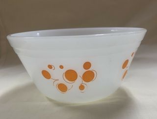 Vintage Mid Century Modern Atomic Orange Polka Dots Federal Glass 6” Mixing Bowl