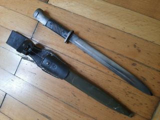 K98 Stunt Bayonet With Scabbard And Leather From Unknown Production - Movie Prop