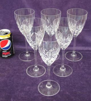 Edinburgh Crystal Wine Glasses 6 Set Large Tay Pattern Penicuik Factory 1990s