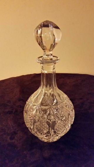 Vintage Cut Lead Glass Crystal Whiskey Decanter Flutes Stopper -