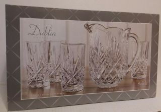 Dublin Crystal By Godinger - Shannon - Water Pitcher 4 Glass Set - A4