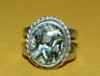 Vtg Old Pawn Native Navajo Southwestern Sterling Silver W/ Abalone Ring Size 7