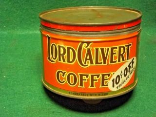 Lord Calvert Coffee Can - Vintage 1 Lb Tin - Baltimore Md