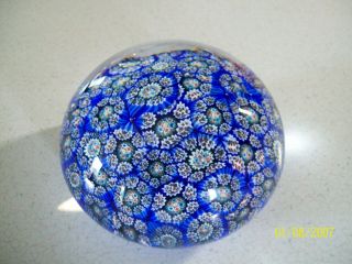 Stunning Large Vintage Art Glass Millefiori Paperweight 3 1/2 In.