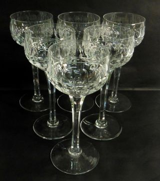 Set Of Six Stuart Crystal " Clifton Park " Wine Hock Glasses 7 Inches