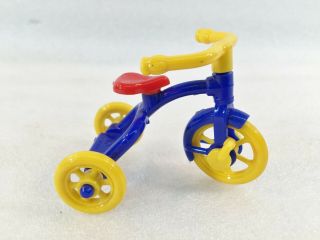 Vintage Renwall Dollhouse Miniature Accessory Tricycle 7 Blue/yellow/red 50s Gc