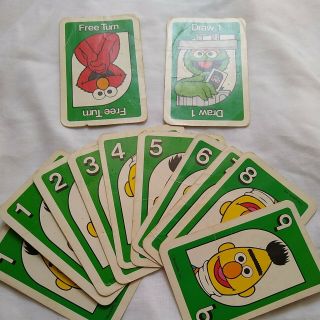Vintage 1991 My First Uno Sesame Street Replacement Green Cards - Missing Draw 2