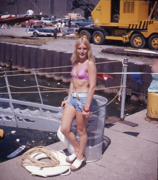 Vintage Stereo Realist Photo 3d Stereoscopic Slide Pinup Boat Race Chicago 1974