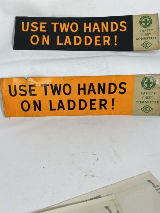 Vintage Industrial Safety Stickers Arrows Ladder Warehouse W H Brady Steam Punk 3