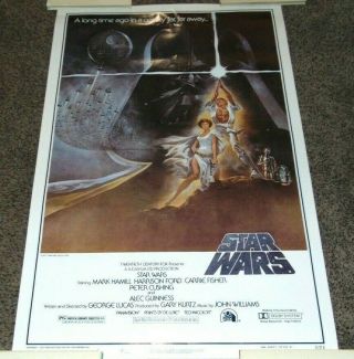 Vintage 1977 Star Wars Fan Club Movie Poster To Nm