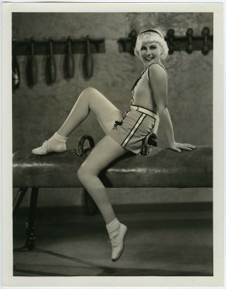 Large 1930s Blonde Wig Paulette Goddard Athletic Physical Culture Photo
