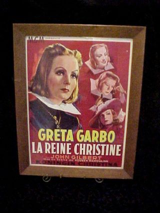 Rare 1933 Greta Garbo Framed Movie Poster Queen Christine In French