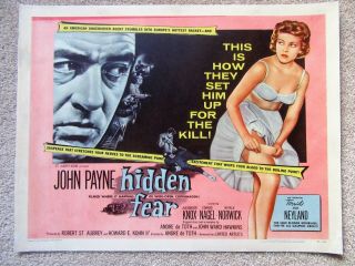 Hidden Fear 1957 Hlf Sht Movie Poster Linen Anne Nyland Vg