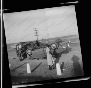 1940s Car Crash On Highway Auto Accident Vintage 2 " Photo Negative Ln5