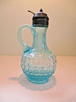 Adams & Co.  “buggy Bowl” " Thousand Eye Glass " Blue Syrup/molasses Pitcher Eapg