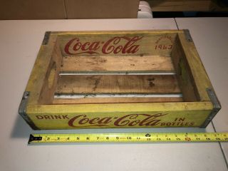 Vintage Yellow Wooden Coca Cola Soda Crate Carrier 24 Pack (chattanooga 1963)