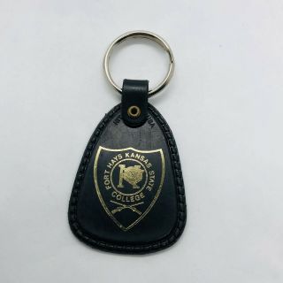 Vtg Fort Hays Kansas State University Keychain Key Ring Fob