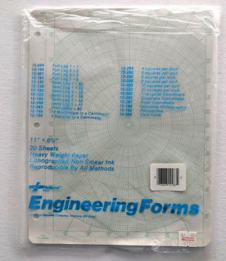 Vintage 80s National Engieering Forms Polar Coordinate Graph Paper 16 Sheets