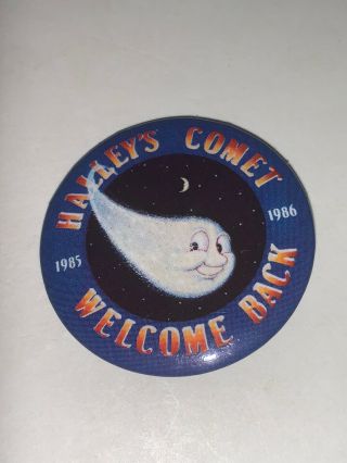 Vintage 1985 1986 HALLEY’S COMET WELCOME BACK Button Pin Pinback 3