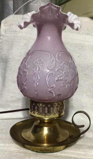 Fenton Colonial Finger Lamp Dusty Rose Pink Overlay