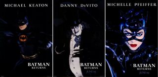 Batman Returns (1992) Set Of 3 Movie Posters Adv Vers C - Ss - Rolled