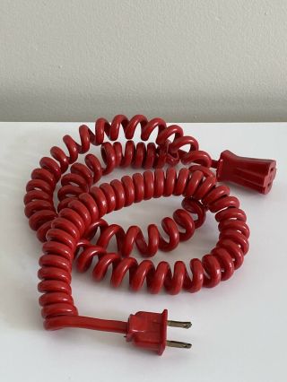 Vtg Wb Red No Tangle Power Tool Extension Cord Coiled 3 - 10 Feet