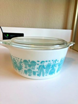 Vintage Pyrex White Amish Butterprint 474 Casserole Dish With Lid