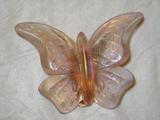 Fenton Lavender Glass Butterfly With Brass Legs Stand
