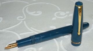 Vintage Conway Stewart 150 Fountain Pen - Turquoise - 14k Gold Fine Nib