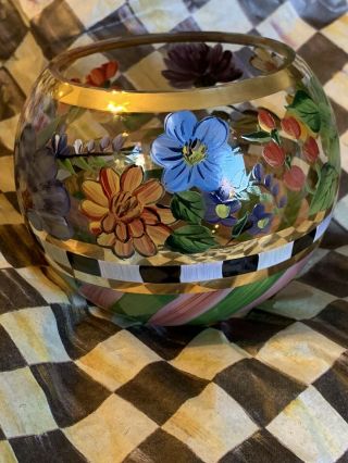 Mackenzie Childs Flower Market Glass Globe Vase Small