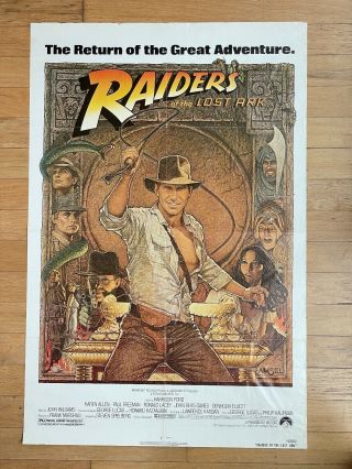 Raiders Of The Lost Ark 1982 Re - Release One Sheet Poster Folded