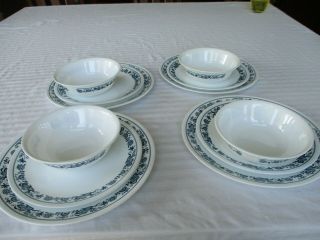 12 Piece Corning Corelle Old Town Blue Onion Dish Dinner Set Service For 4