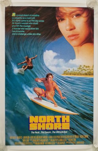 Vintage 1987 North Shore One Sheet Poster Nia Peebles Matt Adler Hawaii Surfing