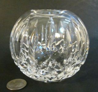 Waterford Crystal Signed " Lismore " Irish Cut Glass 3.  5 " Rose Bowl Globe Vase