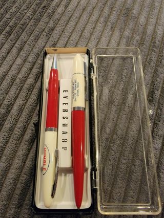 Vintage Humble Oil Mechanical Pencil And Pen Set In A Case.