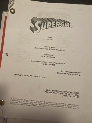 Supergirl Script Episode 219 “alex”