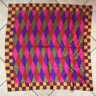 Echo Vintage Large Silk Scarf Square Colorful Pattern Wrap