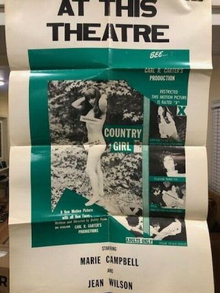 Country Girl Movie Poster,  Original/vintage Sexploitation,  At This Theatre Wow