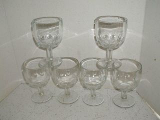 6 Vintage Bartlett Collins 16 Oz Thumbprint Beer Glasses Schooner Goblets Clear