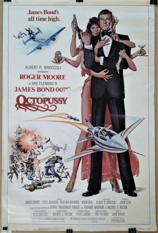 James Bond 007 Octopussy 27x41 Movie Poster 1983 Roger Moore