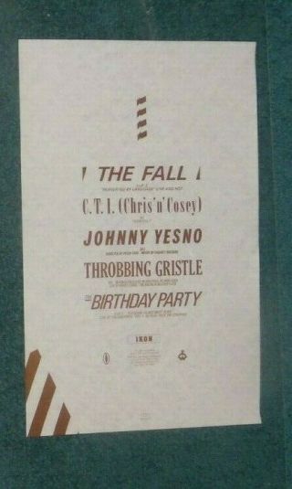 Ikon Factory Us Promo Poster 16 " X 10 " Birthday Party The Fall T.  G.  Vhs 1984 (2)